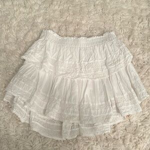 LoveShackFancy White Ruffled Mini Skirt